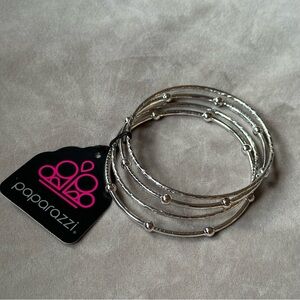 Paparazzi Jewelry Beauty Basics Set Of 4 Silver Bangles New